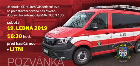 Pozvánka na slavnostní představení nového vozidla JSDH Liteň