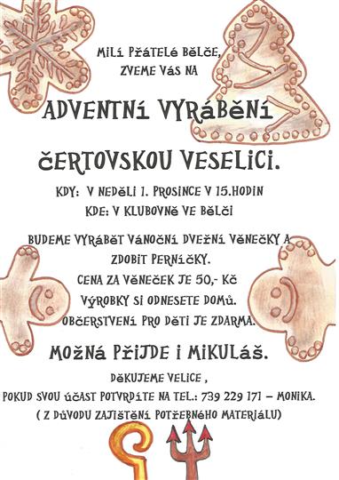 Advetní vyrábění a čertovská veselice v Bělči