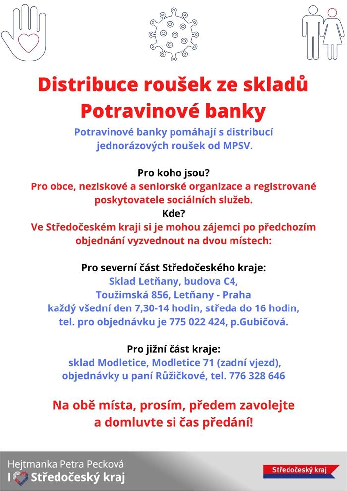 Distribuce roušek ze skladů Potravinové banky