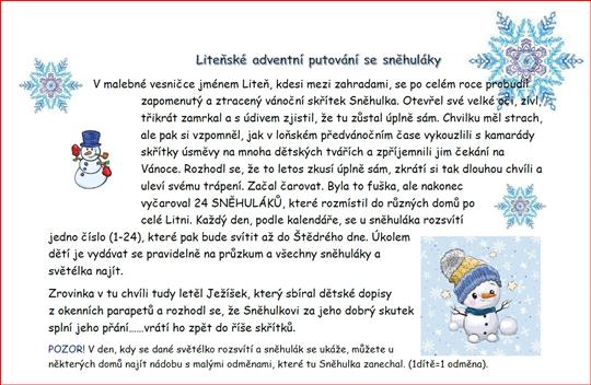 Liteňské adventní putování se sněhuláky